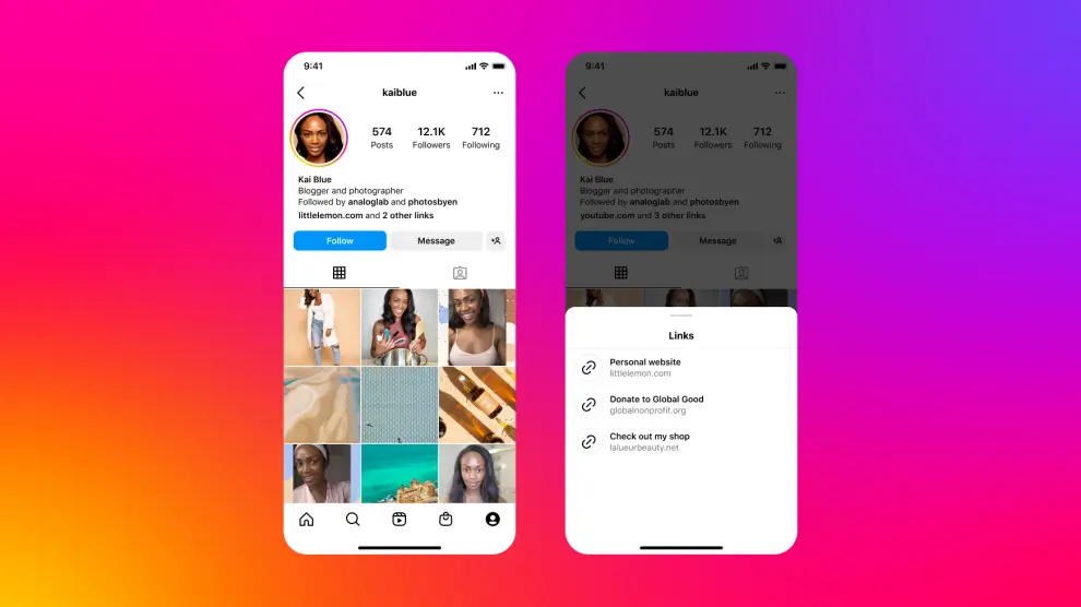 Instagram permite añadir hasta 5 links en la bio