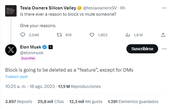 Opción de bloquear usuarios se eliminaría de X (antes Twitter)